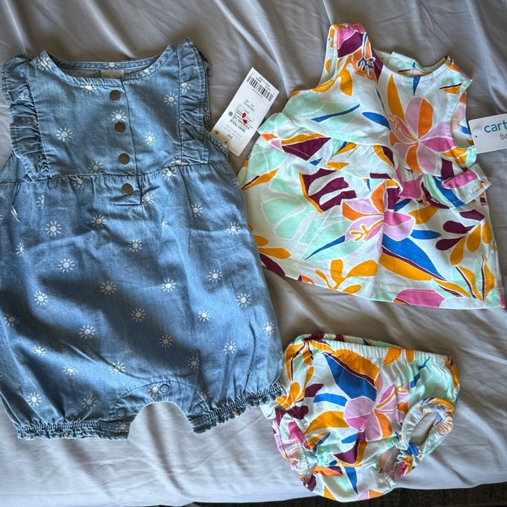 Carter’s 3 month girl summer outfits (both NWT)